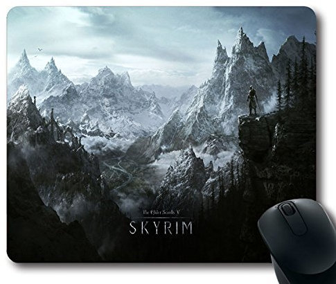 Custom PC Spiel Maus Pad mit Elder Scrolls Skyrim (2) rutschfestem Neopren Gummi Standard Größe 22,9 cm (220 mm) X 17,8 cm (180 mm) X 1/8 (3 mm) Desktop Mousepad Laptop Mousepads bequem Computer Mauspad