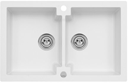Einbau Spüle Mojito 160 für 80er Axigranit Doppelbecken Küchenspüle 79 x 50 cm (Axis Weiss)