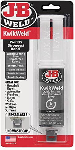 J-B Weld 50176 KwikWeld Steel Reinforced Epoxy Syringe - Dries Dark Grey - 25 ml by J-B Weld