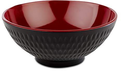 APS Schale „Asia Plus“ aus nahezu unzerbrechlichem Melamin, vielseitig einsetzbare, stapelbare Kunststoffschale, Salatschüssel, schwarz/rot, Ø 16 cm, 0,6 Liter.