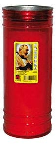 CERO VOTIVO PADRE PIO ROSSO MAXI CM. 8x24