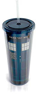 DOCTOR WHO Tardis 22 Oz Acrylic Travel Tumbler with Lid & Straw