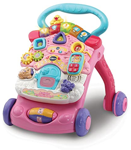 VTech correpasilos andandínn 2 en 1, Design Amélioré, Déambulateur Bébé Interactif Pliable, Couleur Rose 3480 505657 - Version Espagnole