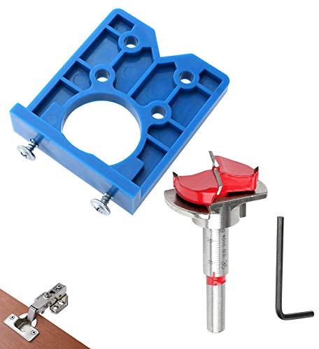 Mobiut Concealed Hinge Jig Forstner Bit Sets-35mm Hinge Hole Cutter for Cabinet Hinges and Mounting Plates