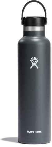 HYDRO FLASK - Trinkflasche 709ml (24oz) - Isolierte Wasserflasche aus Edelstahl - Sportflasche mit auslaufsicherem Flex Deckel & Gurt - Thermoflasche Spülmaschinenfest - Kleine Öffnung - Stone