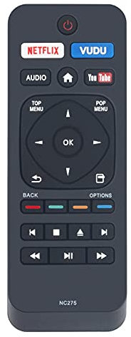 NC275 NC275UH Replacement Remote Control Supports for Philips Blu-ray Disc DVD Player BDP7303/F7 BDP2501 BDP2501/F7 BDP2501/F7A BDP2501/F8 BDP2501/F8B with Netflix Vudu Audio You Tube App Buttons