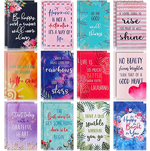 24 Taccuino d'Ispirazione Mini Notepad Tascabili Motivazionali Colorati Blocco Note Piccolo per Diario Forniture per Insegnanti Donne Regalo Viaggio Casa, 12 Stili