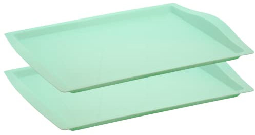 2x Serviertablett, Frühstückstablett, Plastiktablett, Kunststoff, BPA-frei, rechteckig, Gastro, Kantine, Küche, Pastell-Farben, Mehrweg, mint
