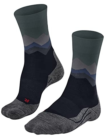 FALKE Men's TK2 Explore Crest Hiking Socks, Merino Wool, Mid Calf, Medium Padding, Max Comfort, Athletic Sock, Blue (Marine 6122), 12.5-13.5, 1 Pair