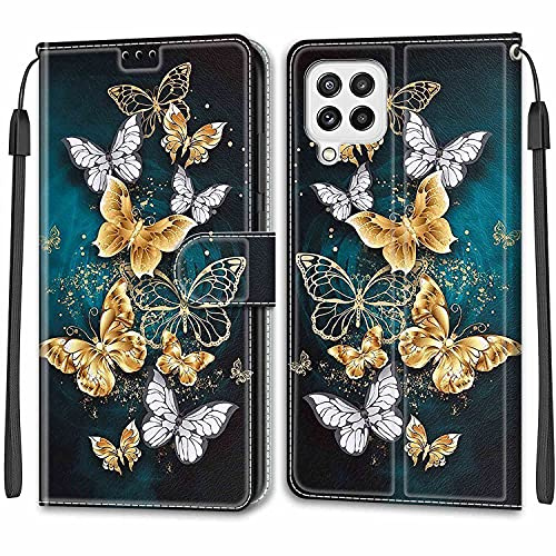 Feyten Funda para Samsung Galaxy A22 4G, Fundas Samsung A22 4G Libro, Carcasa Galaxy A22 4G con Billetera Magnético, Tarjetero y Suporte, Capa Plegable Cartera Flip Phone Cover Case (Mariposa 3)