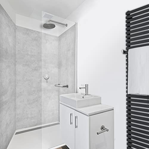 WANDFREUDE individuelle Duschrückwand Aluverbundplatte auf Maß (3 Stück - Industriebeton - Premium Matt Lack) – Dusche Wandverkleidung Duschwandverkleidung Duschrückwände