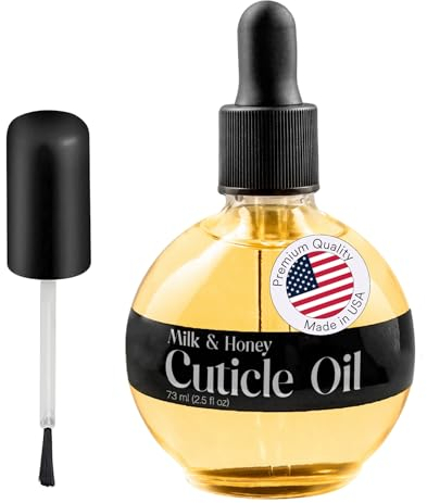 C CARE Cuticle Oil For Nails - Milk and Honey Nail Oil - Repairs Moisturizes and Strengthens Nails and Cuticles Overnight - Dropper & Brush included - Large 2.5 oz bottle