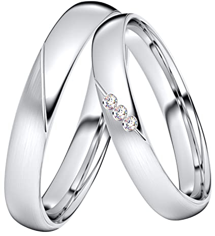 DOOSTI Trauring/Ehering/Partnerring - Silber 925/- Silber Ring - hochwertiger Silberring - Damen und Herren Variante - Mit Gratis Wunschgravur (Ring ohne Zirkonia, 62)