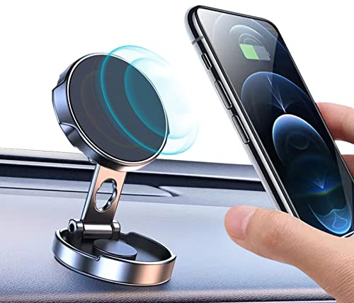 YGKJ Handyhalterung Auto Magnet, KFZ Handyhalter 360 Grad Einstellbar Magnetische Handy Halterung fürs Armaturenbrett mit 6 Starke Magnet, Kompatibel für iPhone Samsung Huawei Smartphone usw (Black)