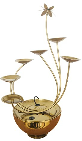 KÖHKO® Fontaine d'intérieur en pot de fleurs dorées avec éclairage LED