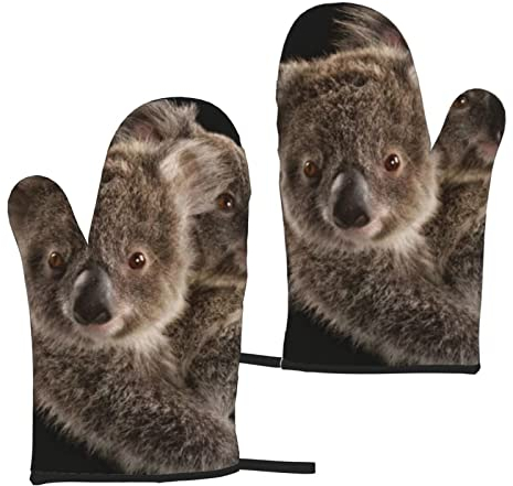 Süße Tier Ofenhandschuhe 2er Set Hitzebeständige Küchenhandschuhe Damen Herren Kochen BBQ Grillen Mikrowelle