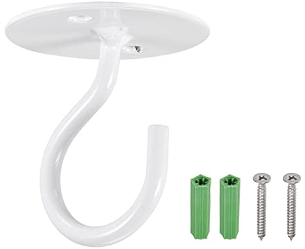 YOKIVE 2 Pcs Ceiling Hanging Hook, Heavy Swag Hook with Round Plate Hanging Plants, Great for Office, Home, Daily Use (White, 1.6x2.1-Inch)