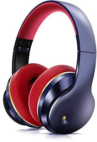 CAFFIA Wireless Noise Canceling Overhead Headphones with Mic, Over Ear Wireless Bluetooth Headphones, Deep Bass, for Adults, TV, Online Class, Home Office (Color : Blue)