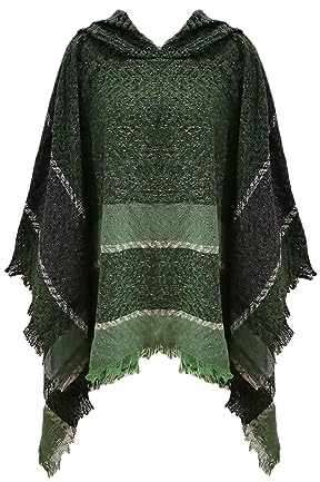 JFAN Poncho Damen mit Kapuze Warm Pullover Gestrickter Schal Elegantes Strickcape Strick Ponchos Capes für Damen