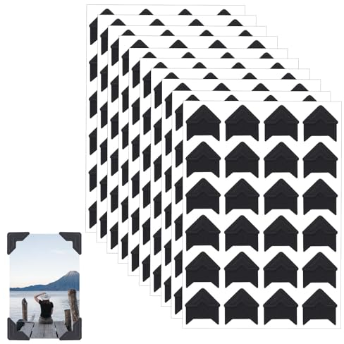 Abeillo 240 Stück Fotoecken Selbstklebend 10 Blatt Schwarz Fotoecken Aufkleber Self Adhesive Photo Corners Foto Klebeecken für Fotos für DIY Scrapbooking Album Corner Tagebuch