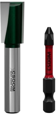 CSOOM 8mm Schaft Professional Bodenreinigung Fräser, mit Schlagmagnetbits, Schaftfräser, Holzbearbeitungswerkzeug Bit (12mm)