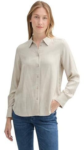 TOM TAILOR Damen Cosy Hemdbluse aus Viskose, 25955 - Dusty Beige Melange, 40