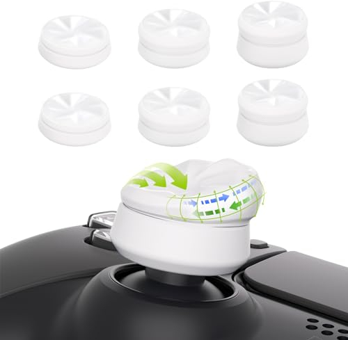 PlayVital Capuchon pour ps5 Manette Protection Stick Analog pour ps5 Edge,Joystick Caps pour Xbox One/Core/Elite Series 2/Switch Pro,Hurricane Thumbstick Cover pour ps4 Controller-Blanc,3 Paires