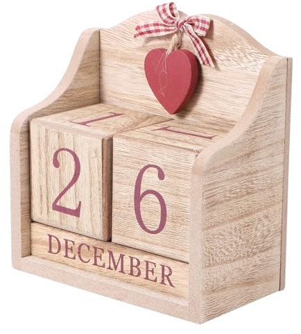 DIKACA Bürokalender Ewiger Kalender Ewiger Monatskalender Kalender Holzblöcken Holzblock-kalender Weihnachtsdekoration Schreibtischkalender Hölzern Büro Europäischer Stil