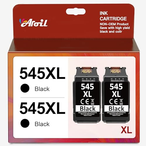 Aroil PG-545XL Schwarz für Canon Druckerpatronen 545 XL Black Ersatz für Pixma MX495 TR4550 TS3350 TS3150 TR4551 MG3050 MG2555s MX490 TS3151 MG2550s MG2950 MG2950S MG3051 (2 Schwarz Pack)