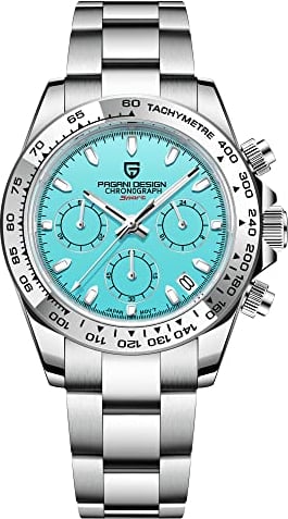 Pagani Design Luxus Herren Quarz Multifunktionsuhr Japan VK63 Uhrwerk Voller Edelstahl 100M Wasserdicht Sport Chronograph Uhren Datum, blau, Klassisch