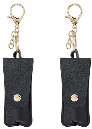 DICOSMETIC 2 Lippenstift-Schlüsselanhänger-Halter Tragbares PU-Lippenstift-Etui Lippenbalsam-Halter-Tasche Mit Karabinerhaken Schlüsselanhänger