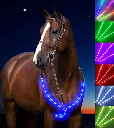 LED Horse Breastplate Collar - 7 Colors in 1, USB Rechargeable, Light Up Horse Tack for Night Riding
