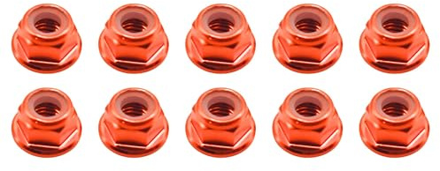 M5 Stoppmutter mit Flansch DIN6926 Orange - 10 Stück - rcbay | Aluminium Flanschmutter ohne Sperrverzahnung Bundmuttern