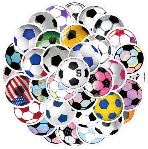60pcs Football Stickers, Waterproof Sports Stickers for Party Bags, Laptop, Luggage, Water Bottles - Soccer Lovers
