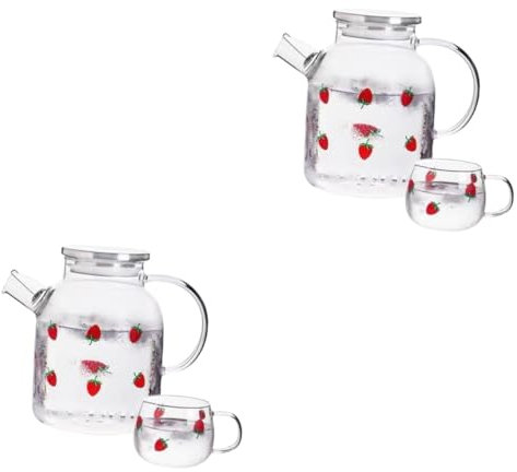 Garneck 2 Juegos jarra de jugo de leche jarra de bebidas dispensador de té helado s de agua vasos de te lata cafe de leche de vidrio de agua fría clara