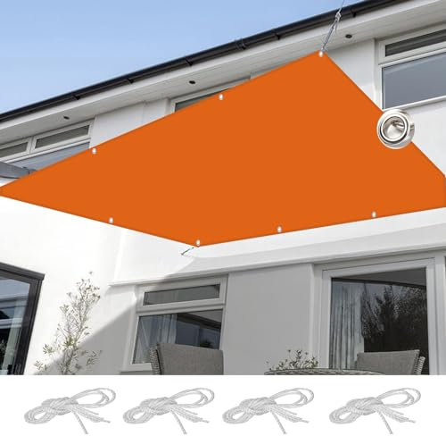 Grande tenda da sole 5 x 6 m, resistente alle intemperie e durevole, con blocco UV al 98%, vela arancione da giardino con corde per uso esterno