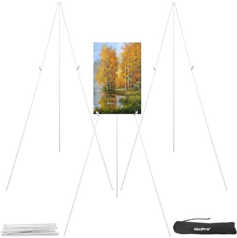 STARVAST Lot de 3 chevalets réglables en toile - Hauteur : 160 cm - En métal - Pliable - Pour affichages d'art, signes de mariage, peinture, affiches, activités d'affiche, blanc