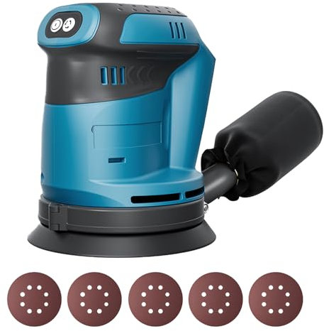 Akku Exzenterschleifer kompatibel mit Makita 18V Akku (Akku nicht), Kabellose Elektroschleifer für die Holzbearbeitung, Metallverarbeitung, Lackentfernung, Rostentfernung, Autopolitur, Heimwerken usw