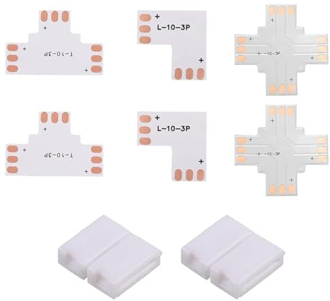 LED Strip Verbinder,I Form LED Strip Connector,3-Pin 10 Mm Lötfreie LED Adapter,LED Streifen Anschluss,LED Streifen Eckverbinder,LED Licht Streifen Verbinder,T/L/X Form,Für Lückenlos Lötfrei,8 Stücke