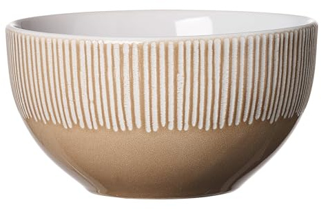 Ritzenhoff & Breker Banda Schale, 14 cm, Müslischale mit Streifen-Relief, Minimalistisches Geschirr in Coupe-Form, Spülmaschinenfest, Steingut, Beige