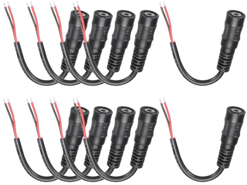 QUARKZMAN 10 Stück DC-Stromschweinekabel, 3,5 mm x 1,35 mm weiblicher Barrel-Steckeranschluss zu blankem Draht offenes Ende 10 cm für PC Laptop Spielzeug Handy Elektronische Geräte