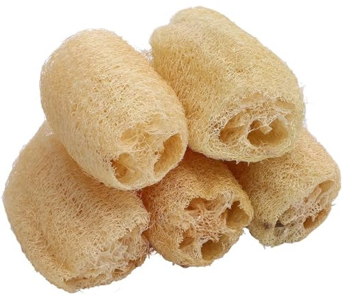 Estropajo Natural de Luffa Ecológica(5 pcs) - Almohadilla de Lavado Natural Pesada para ollas, Esponja respetuosa con el Medio Ambiente y Reutilizable, Adecuada para Cocina/plantación