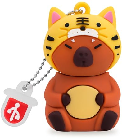 BORLTER CLAMP 64GB USB-Stick Niedliches Flash-Laufwerk in Form eines Capybara (Tigerhut) Speicherstick Neuartiges USB Daumen-Laufwerk Pendrive Geschenk für Externe Datenspeicherung