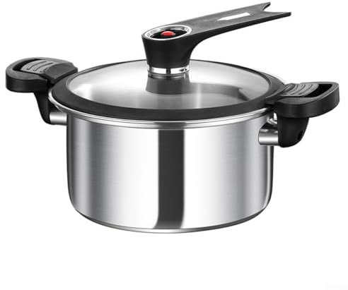 Besshepplo Pentola da 3,5 litri in acciaio inox antiaderente Design in acciaio inox pentola a micropressione multifunzione per uso domestico pentola per zuppa a fuoco lento pentola a doppio fondo