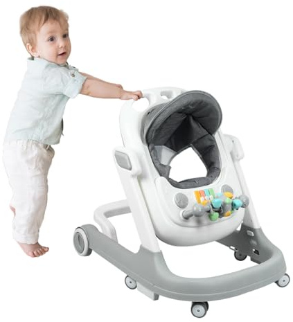 Lauflernwagen Babywalker 3-in-1 Lauflernwagen – Wippfunktion Babywippe mit Rollen, Musik, Grau