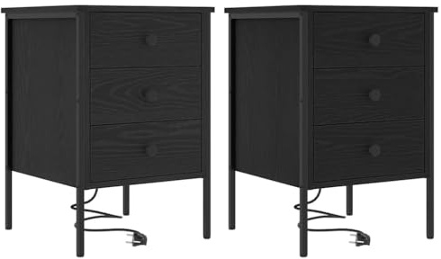 vidaXL Bedside Table Storage Furniture for Bedroom, Classic Table for Lamps and Organiser Made of Solid Wood