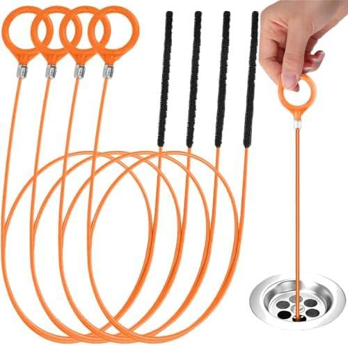 4 Stück 81cm/90cm/130cm Abflussreiniger Dachrinnenreiniger Rohrreiniger Rohrreinigungsspirale Abflussreiniger Spirale Abfluss Sticks