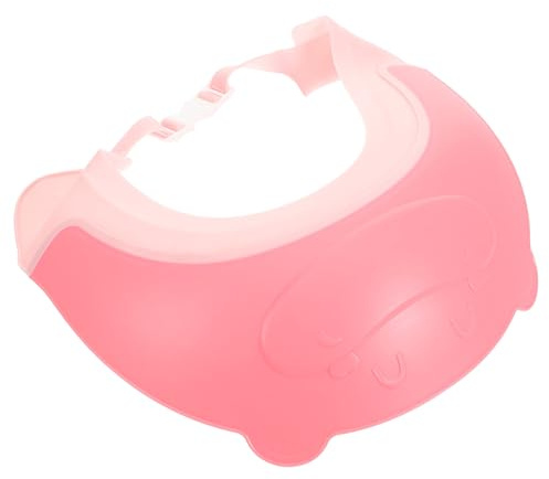 ORFOFE Verstellbare Duschhaube mit Augenschutz PE Badekappe für Kleinkinder Wasserdichte Shampoo Kappe zum Schutz von Ohren und Gesicht Beim Haarewaschen Rosa Crown Design