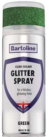 Bartoline Glitter Spray Clear Sealant Green 400ml – Vibrant Green Glitter Paint for Crafts, Décor and DIY Multi-Surface Spray for Wood, Metal, Plastic, Fabric Bold Sparkling Finish Indoor and Outdoor