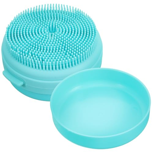PRETYZOOM Silicone Skin-Friendly Bath Brush with Soap Holder and Hanging Rope Body Scrubber for Exfoliating and Massaging for Shower and Bathing Use on Adults and Babies